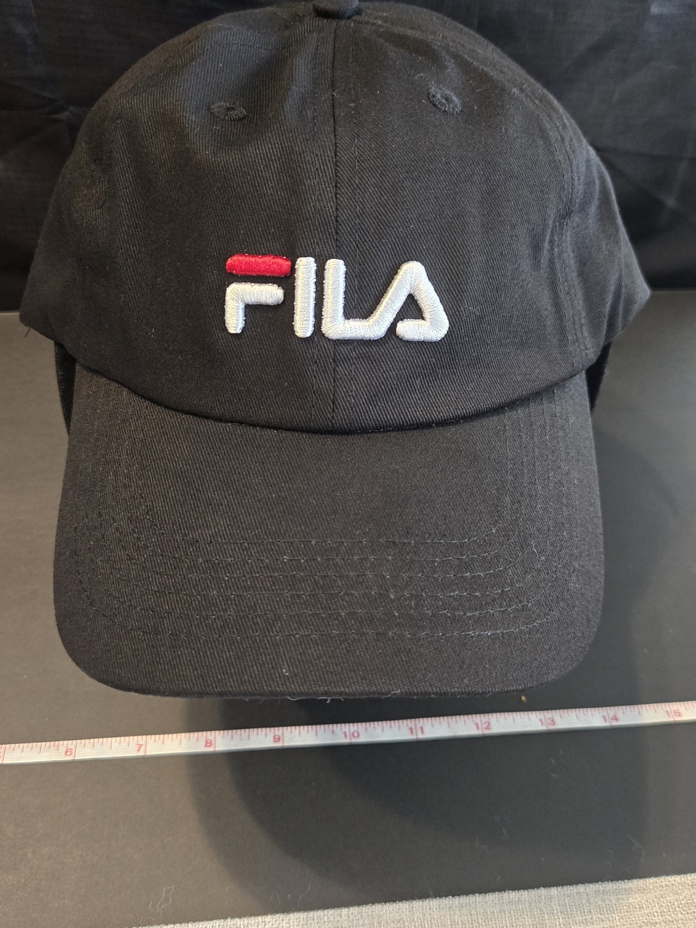 ⚫ FILA Black Strapback Dad Hat NWT Embroidered Logo Cap